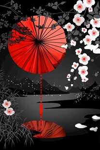 红伞下的梅花浪漫