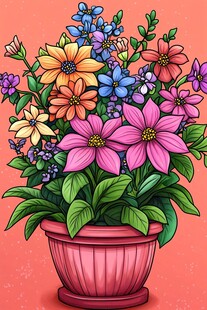 多彩花卉插画