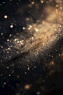 金色粒子在黑色背景上流动