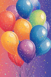 五彩缤纷的气球与彩屑