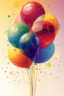 色彩缤纷的气球与彩屑