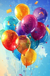 庆祝的气球和彩屑