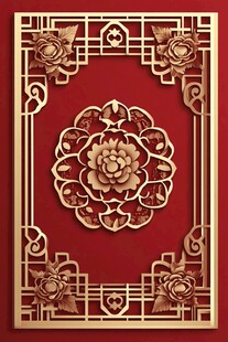 红色金边花纹墙纸