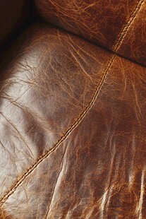 皮革纹理与缝线细节