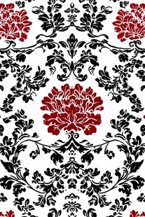 奢华复古红黑花卉图案