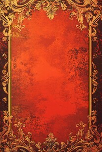 复古红金框纹背景