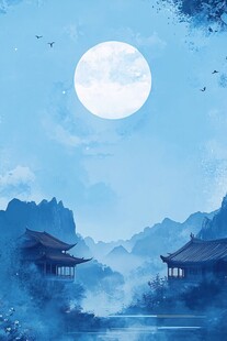 碧空如洗 古风山水画卷