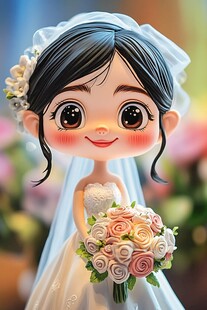 婚礼上的卡通新娘形象