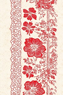 红色花卉图案与白色背景的结合