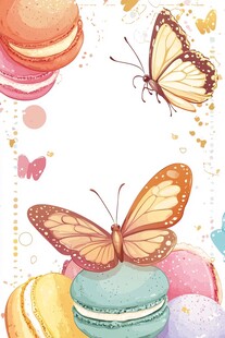 甜蜜梦境中的蝴蝶与马卡龙