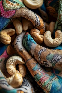 腰果与多彩布料的亲密接触