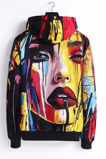 抽象人脸连帽衫