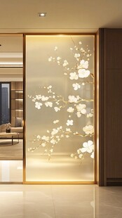 金色花卉玻璃艺术隔断