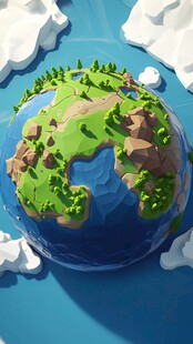 低多边形星球风景