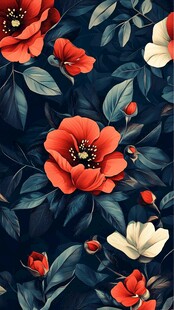 暗色调花卉图案