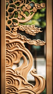 木雕艺术之云纹石板窗