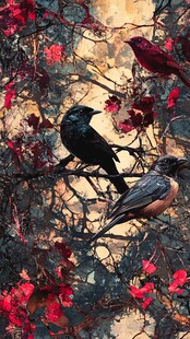 秋日里的三只鸟