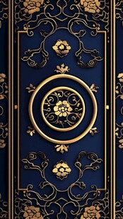 奢华金色花纹蓝色背景