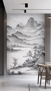 现代中国风山水画壁画