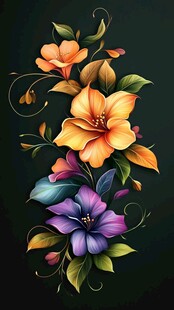 多彩花卉数字艺术