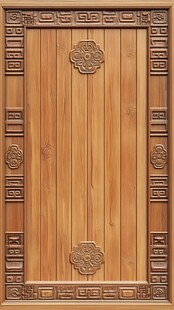 木纹背景的传统中国门设计