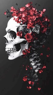 骷髅与玫瑰的并置