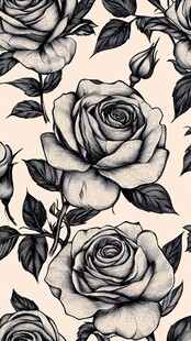 黑白玫瑰图案