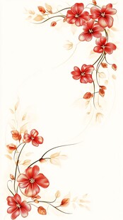 红色花卉艺术背景