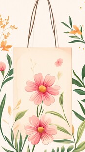 春日手提袋与花卉