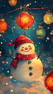 雪夜里的欢乐雪人