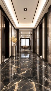 豪华大厅 金色点缀 大理石地板