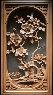 木雕花卉艺术品