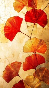 秋日暖阳下的银杏叶