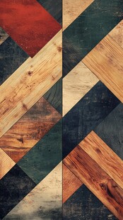 几何木纹拼贴画