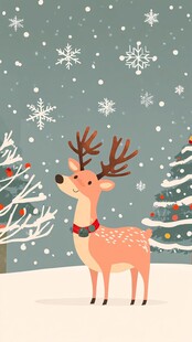 冬日森林里的驯鹿