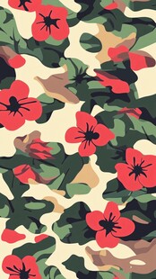 迷彩与花卉的和谐融合