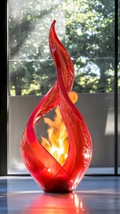 红色玻璃火雕塑
