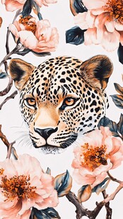 豹纹与花卉的和谐共舞