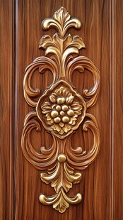木门上的金色雕刻