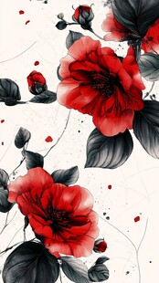 红色花卉艺术