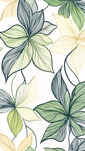 绿色植物线条艺术图案