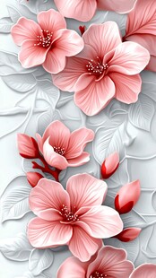 粉色花朵与灰色叶子