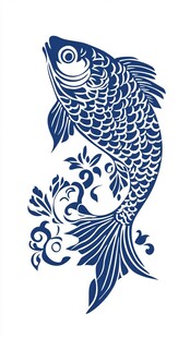 蓝色剪影鱼跃动图案