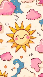 太阳微笑的云朵世界