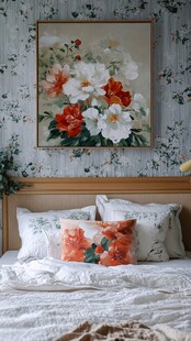 卧室花卉艺术与自然壁纸的和谐融合