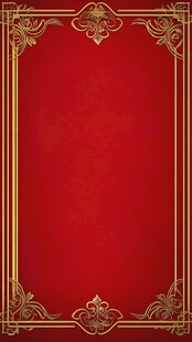 金色边框红色背景