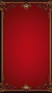 华丽红色背景的金色边框设计