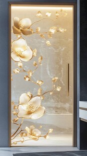 金色花卉玻璃艺术