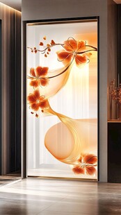 橙色花卉抽象艺术