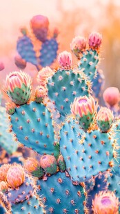 仙人掌绽放的色彩